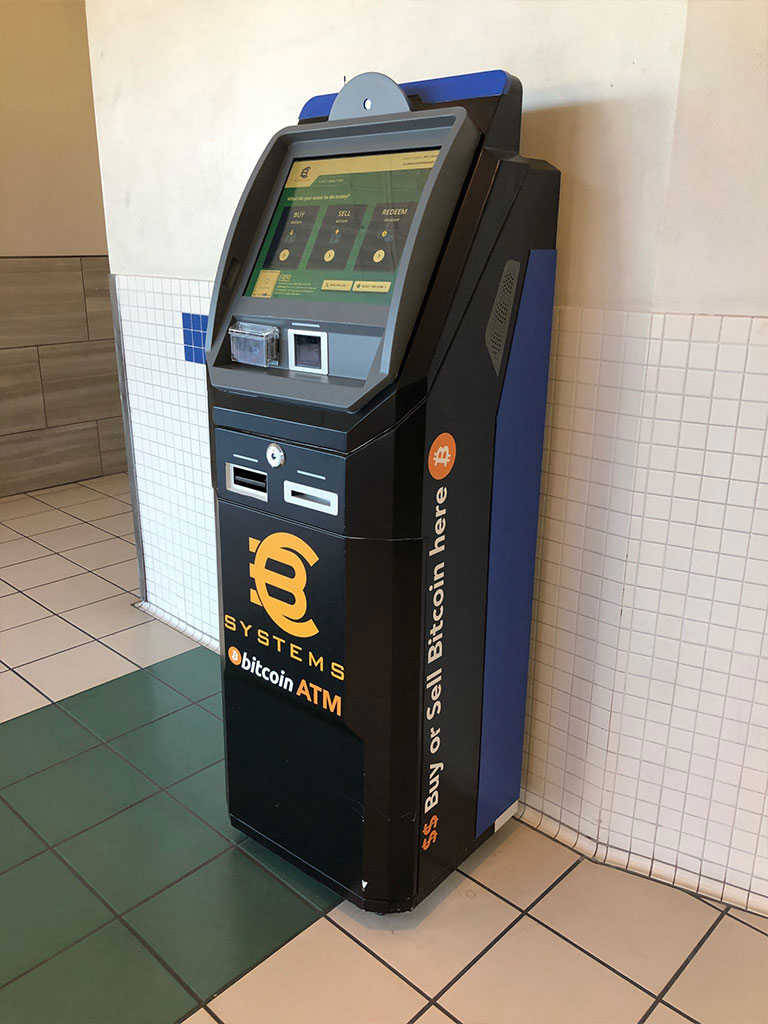 Bitcoin ATM in shopping mall in California, USA manufactured by ChainBytes bitcoin ATM company for BC Systems